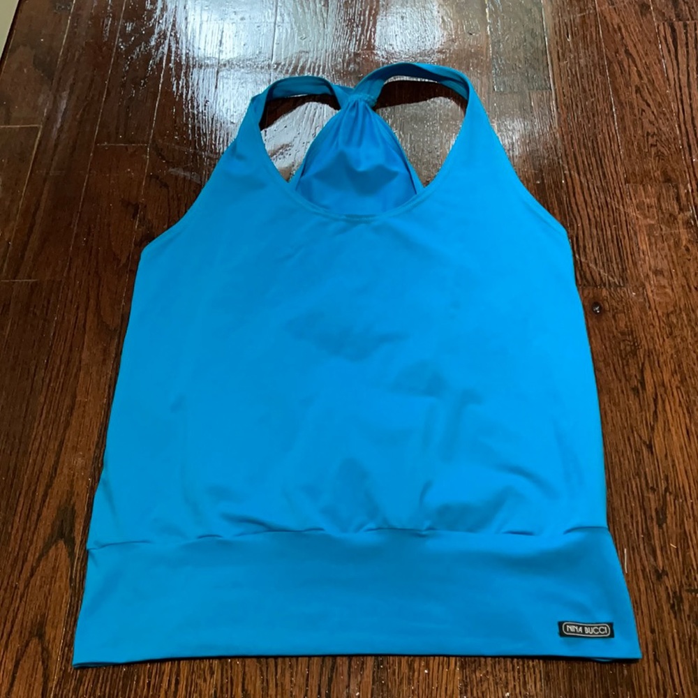 Nina Bucci Brazilian Workout Tank Top Blue Sz M